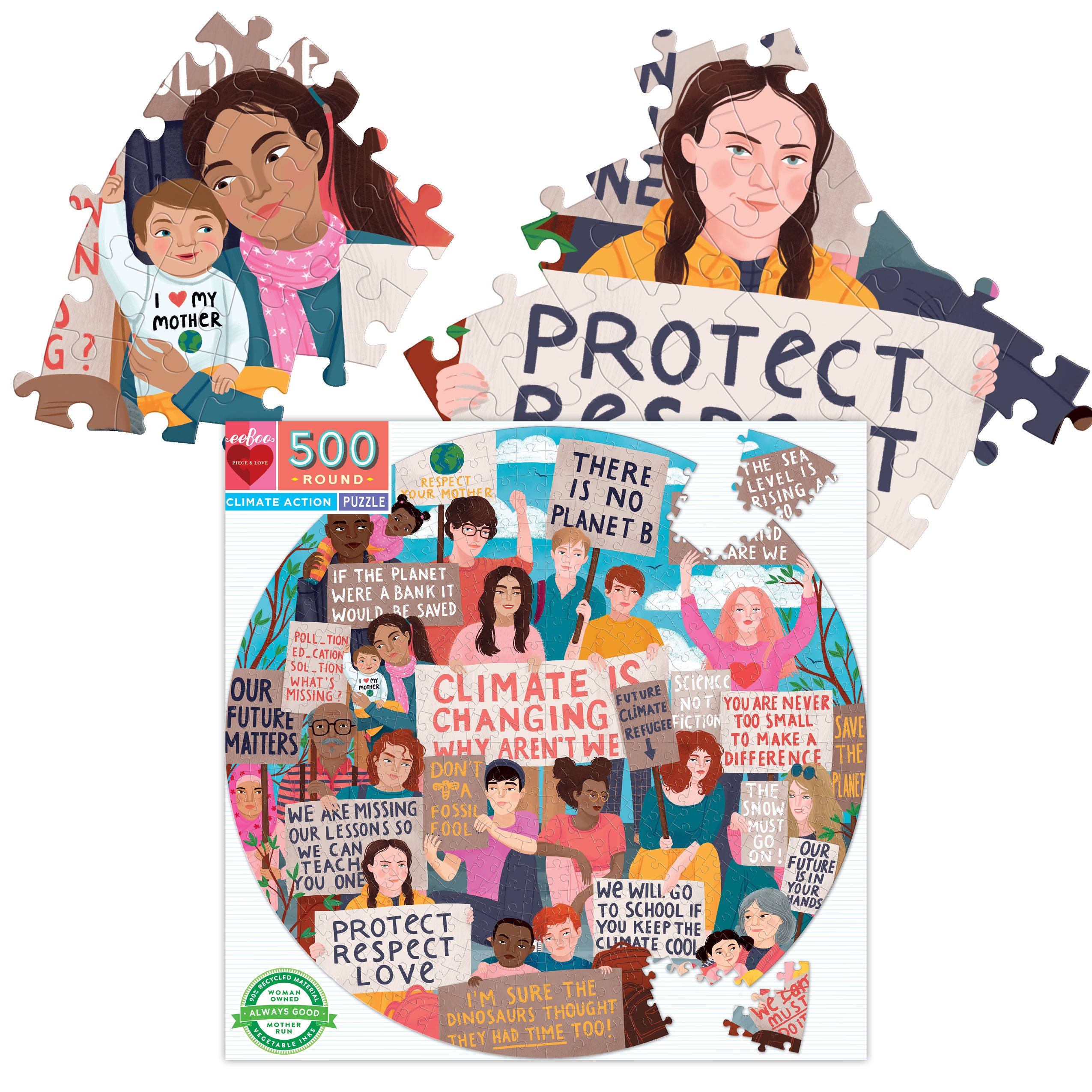 eeBoo - Climate Action by Petra Braun (Round Puzzle) 500 pcs.