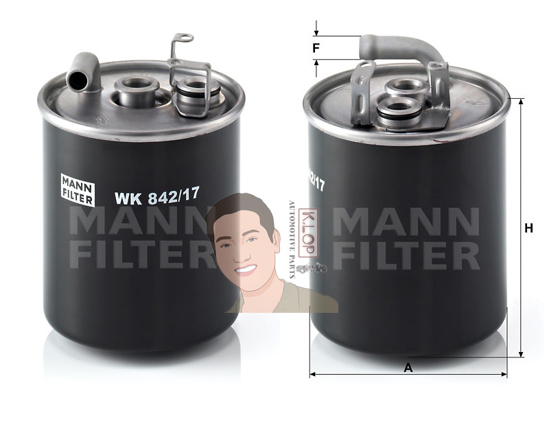 WK842/17 กรองโซล่า BENZ A CLASS(W168)CDI,A160 CDI, A170 CDI เครื่องยนต์ OM611,OM668 (MANN-FILTER***งานพรีเมี่ยมแท้นำเข้ายุโรป) Dimensions(mm.) A=87 F=10 H=105