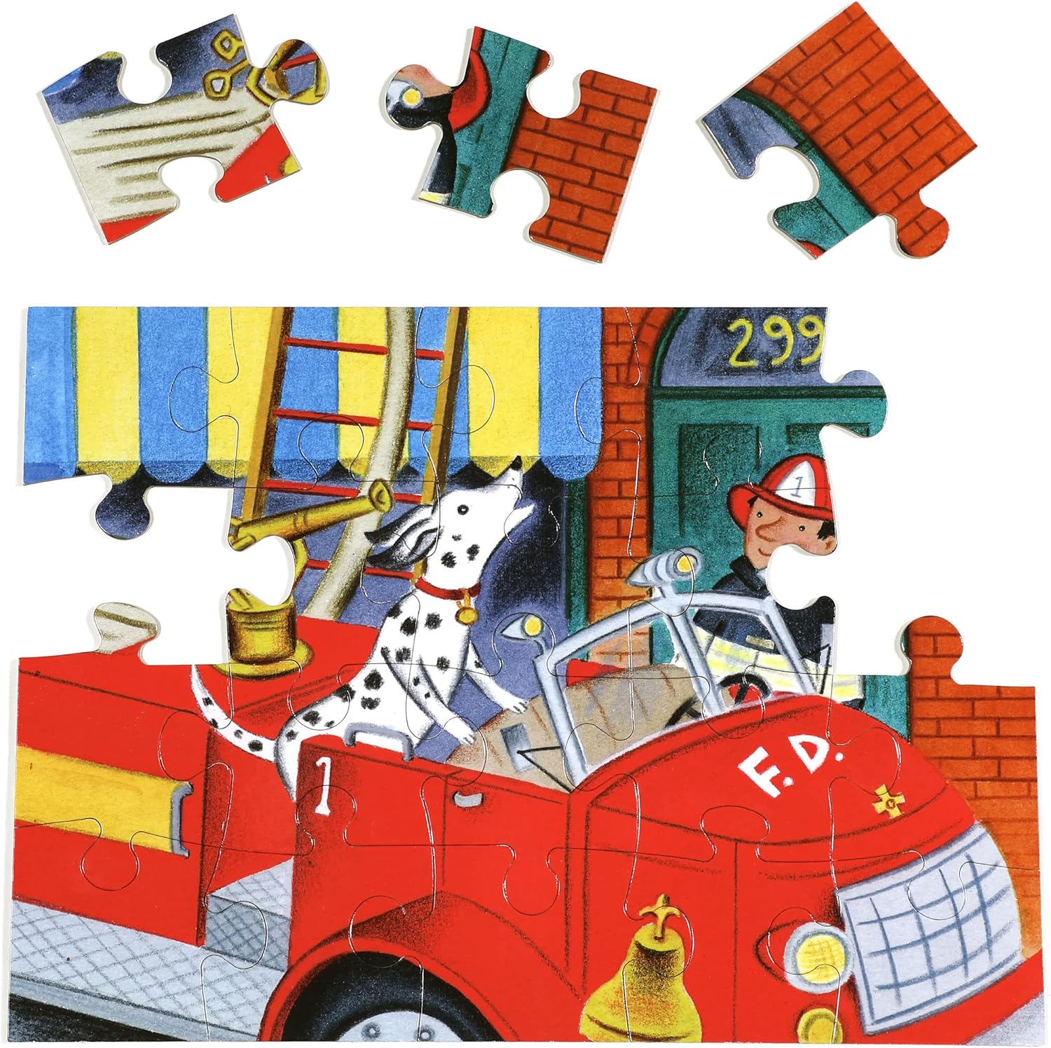 eeBoo - Red Fire Truck (28x38 cm.) 20 pcs.