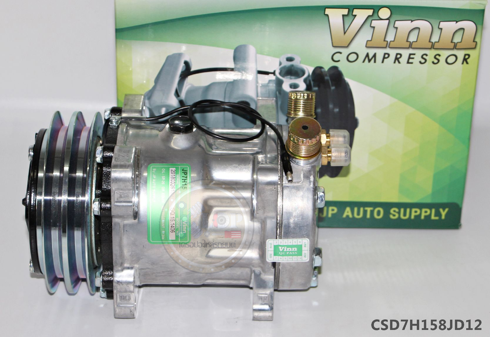 CSD7H158JD12 คอมแอร์ Sandenโดย(Vinn) SD 7H15 2A 12v. R134 เกลียวโอริง 8ขา