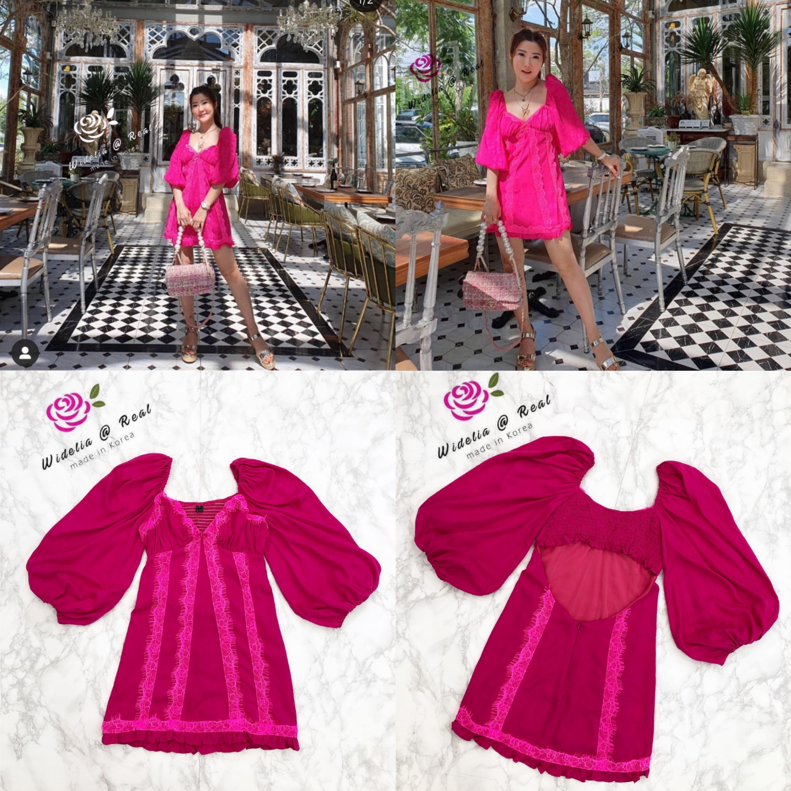 Forlove and lemon Dress เดรสแขนยาวพองแสนสวย เนื้อผ้าทอฝังลายสวยหรูมาก