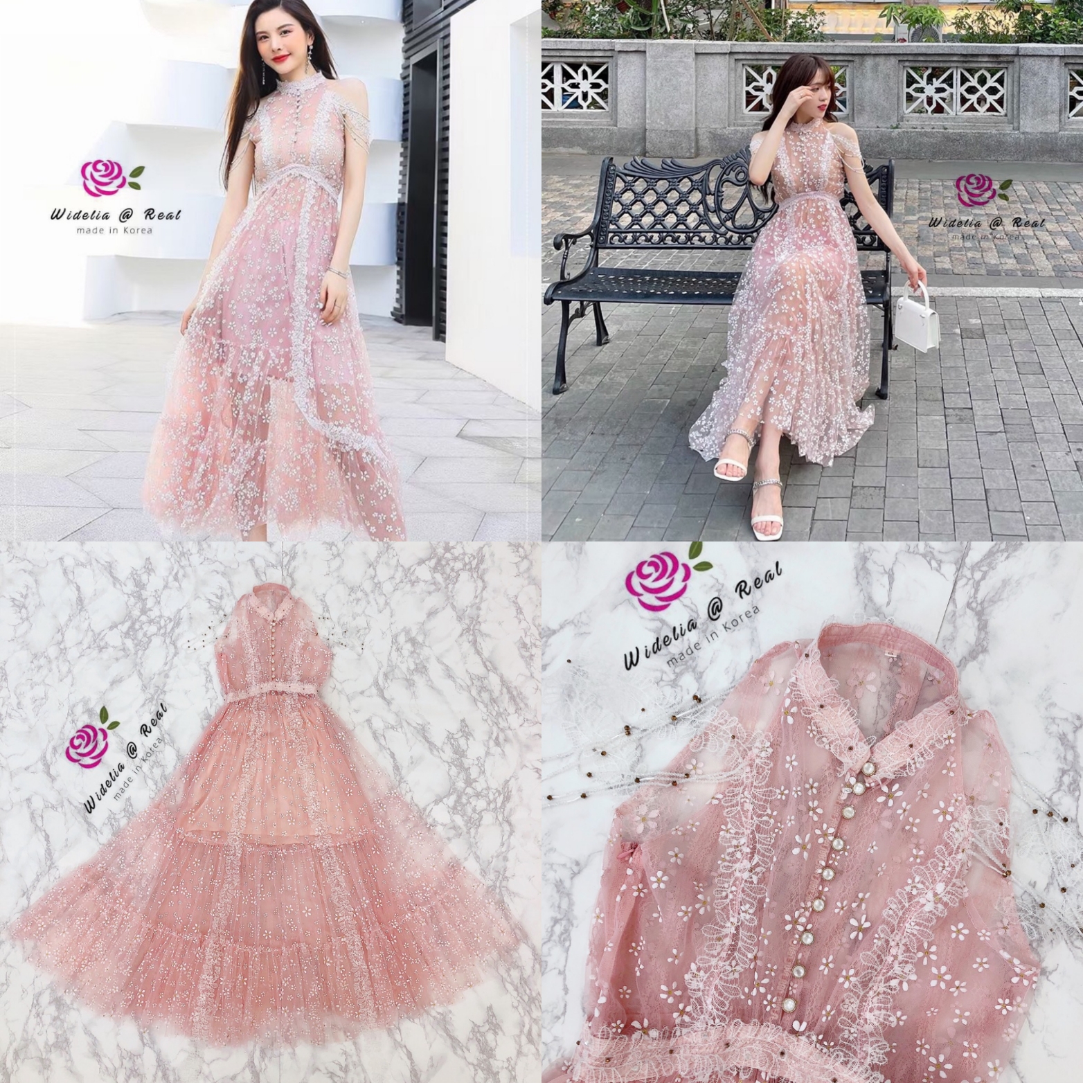 Korea Dress เดรสลูกไม้เว้าไหล่แสนสวย ตัวนี้สวยหรูดูแพงมากแม่
