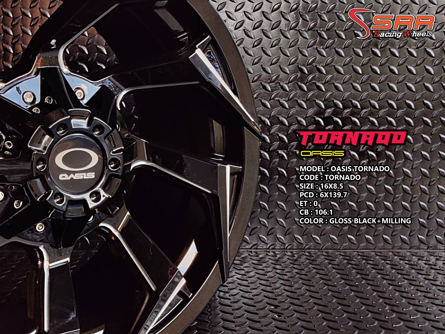 OASIS TORNADO ขอบ16 6H139.7 ET0 GLOSS BLACK+MILLING ราคาพิเศษ