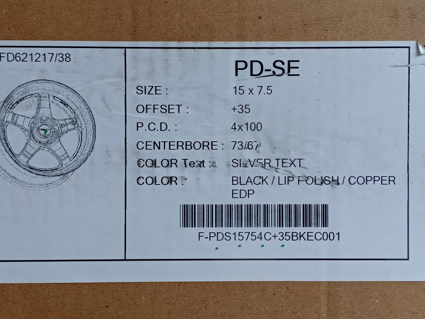 PROJECT-D D-1SE ขอบ15 ET+35 4x100 BKEC