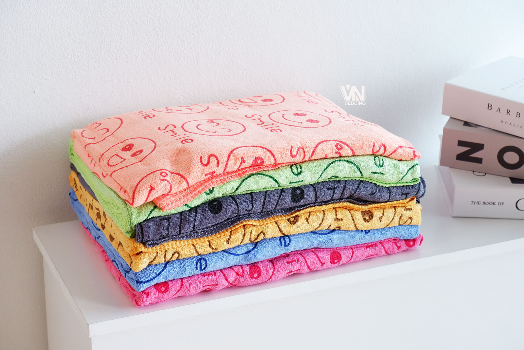 ผ้าเช็ดตัวนาโนหนาลายการ์ตูน 140x70cm รุ่น 300 กรัม (1 โหล)