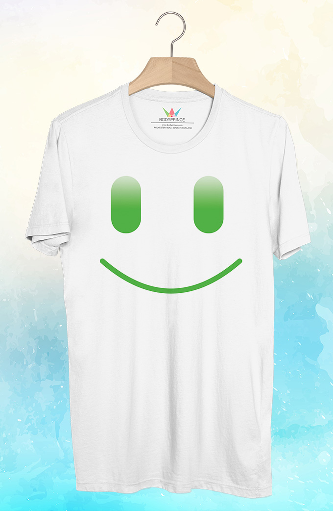 BP728 เสื้อยืด ยิ้มกว้าง สีเขียว