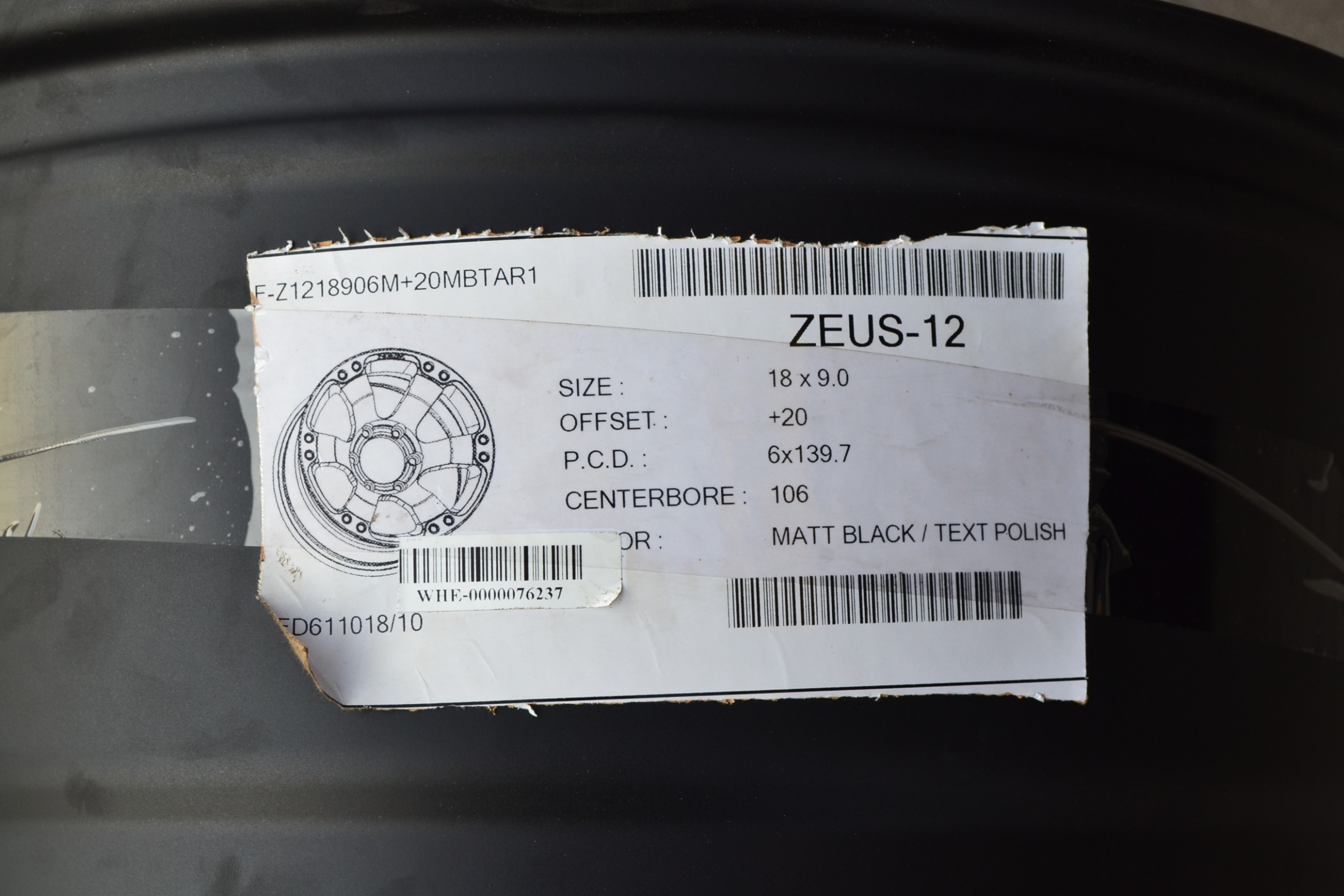 ZEUS-12 ขอบ18 นิ้ว 6x139.7 MATT BLACK