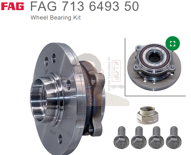 ยี่ห้อ FAG Kit ดุมล้อหน้า MINI R50 R53 12มม. ปี01 ( 1 ข้าง )