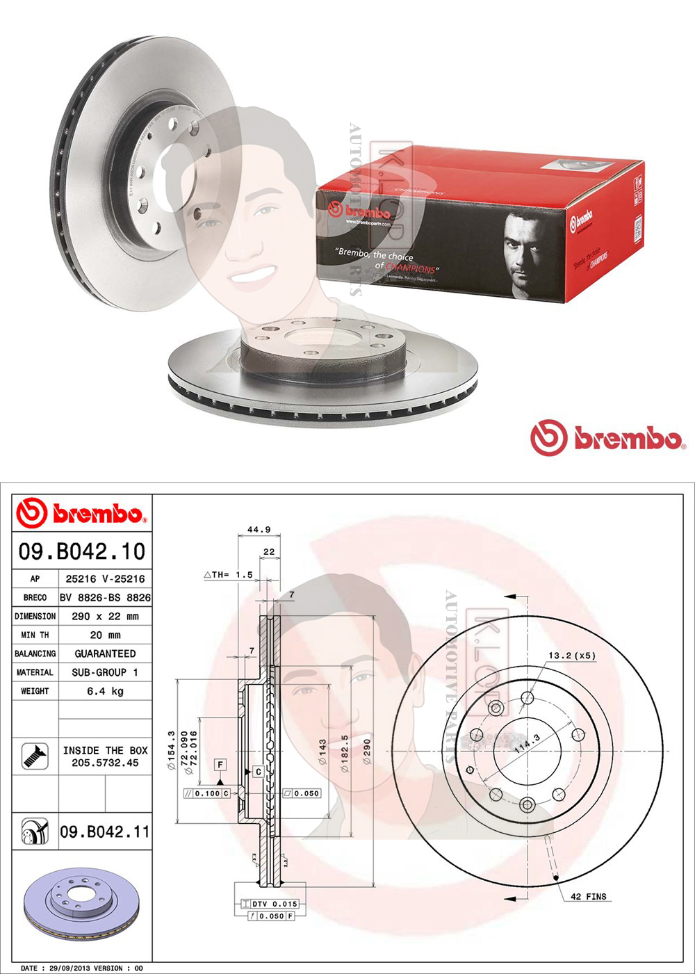 09 B042 11 จานเบรค ล้อ F (ยี่ห้อ BREMBO) รุ่น UV MAZDA MX-5 NC ปี 2005-2014