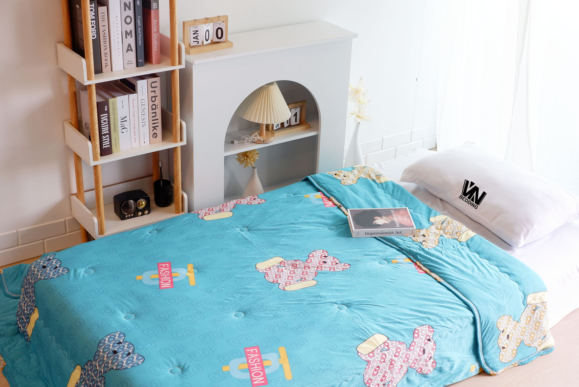 ผ้านวมใยไหมน้ำแร่ 7 ฟุต (คละลาย 12 ผืน)