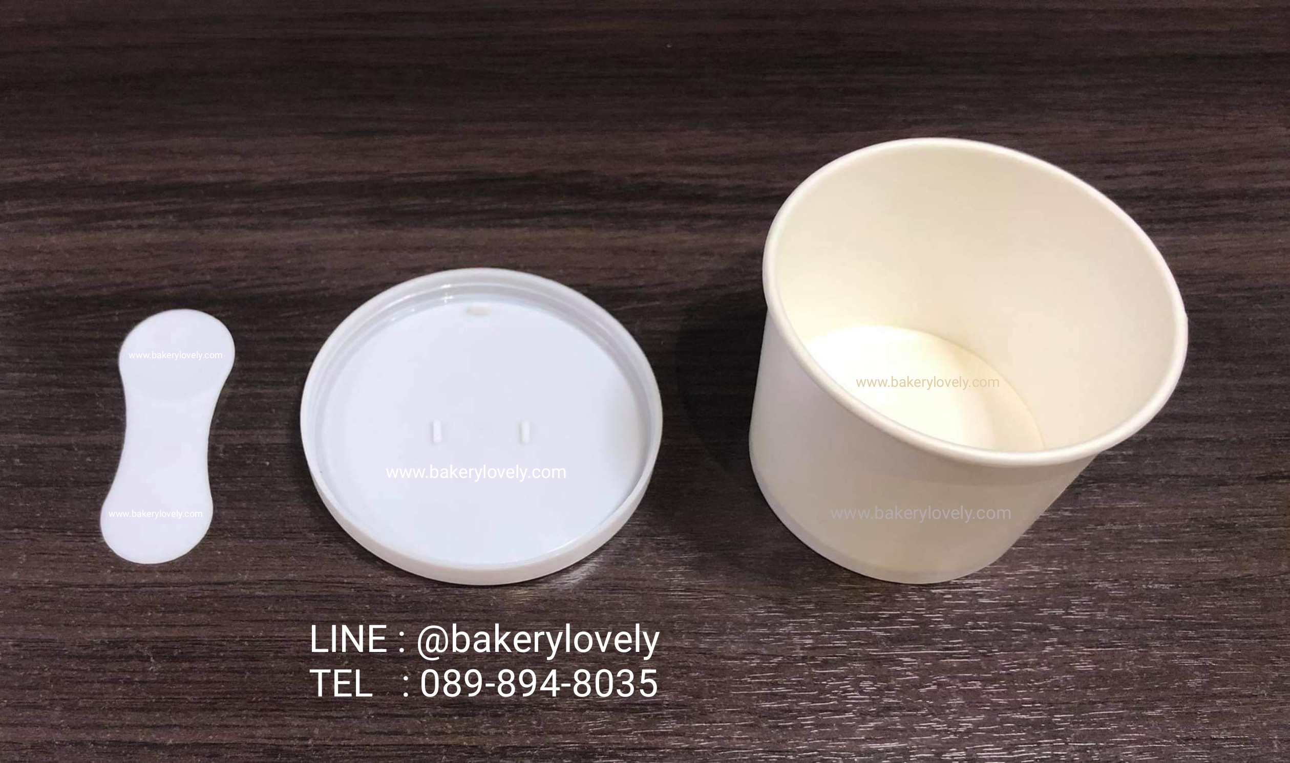 ถ้วยกระดาษ สีขาว 4 oz + ฝาติดช้อน พลาสติกสีขาว