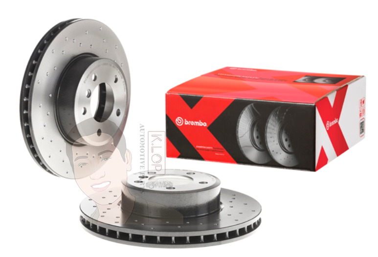จานเบรค-หน้ารุ่น XTRA (ยี่ห้อ Brembo) BMW 5 E60 (520i 520d 523i 525i 525d 530i 530d) (HC)