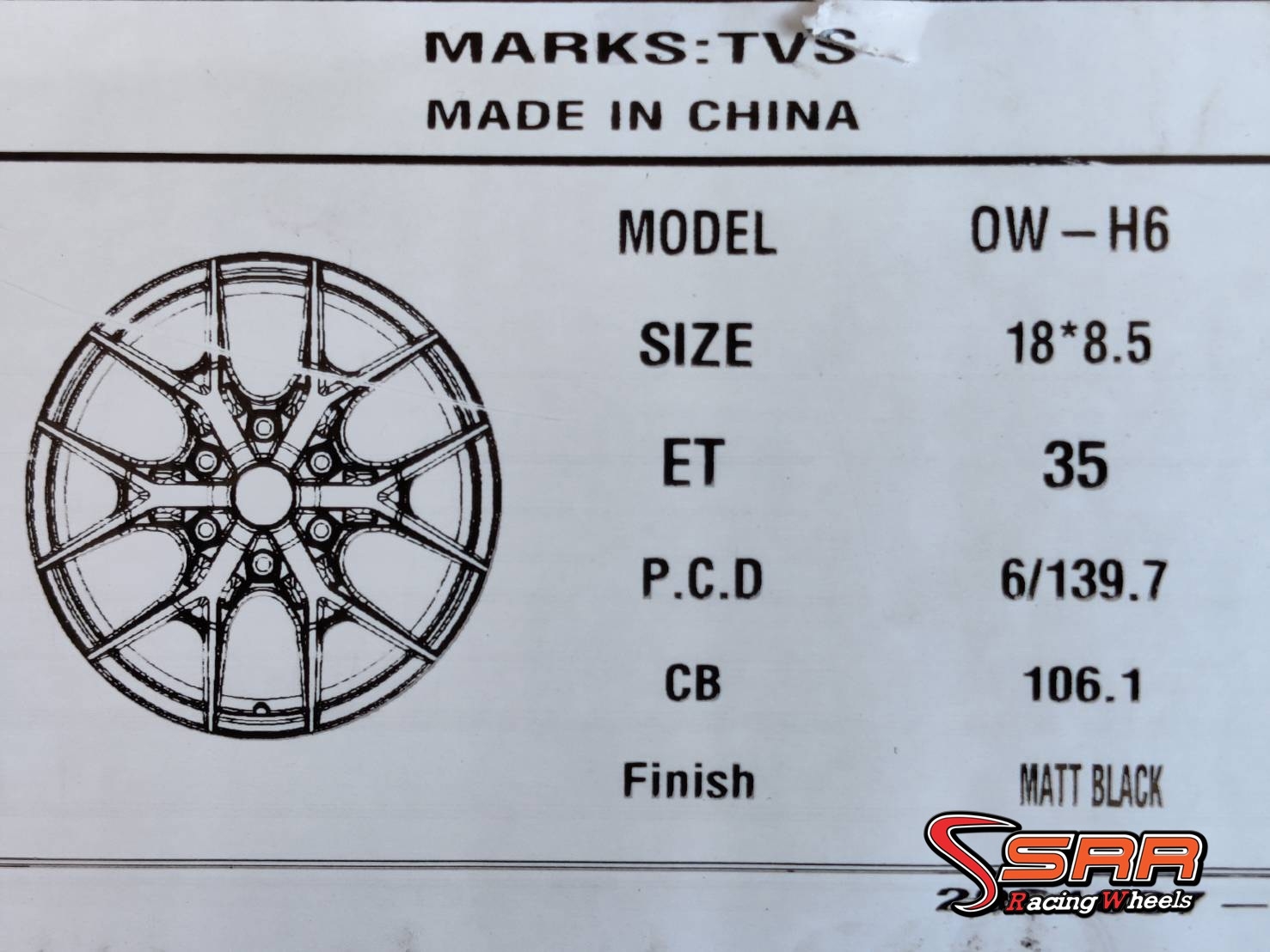 OASIS OW-H6 18x8.5 6H139.7 ET35 MATT BLACK ราคาพิเศษ