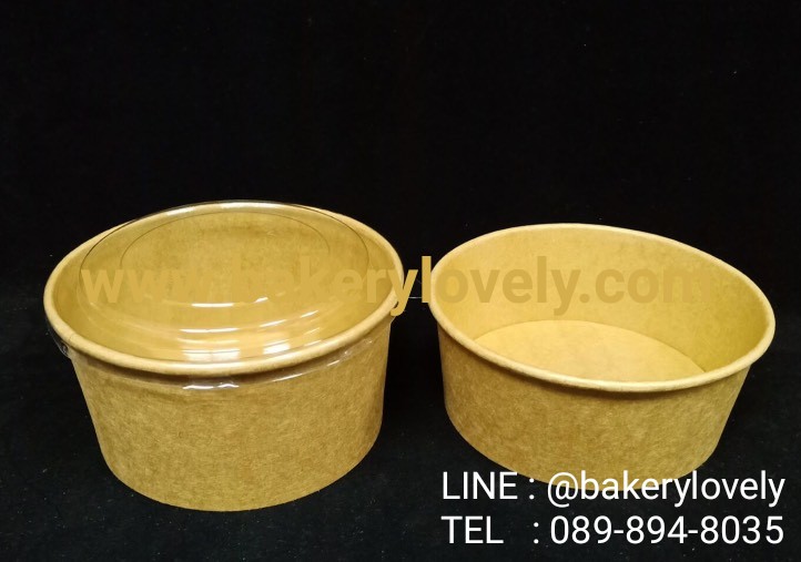 ถ้วยกระดาษ สีน้ำตาล ใส่สลัด 16 ออนซ์ ( 500 ml ) + ฝาใส