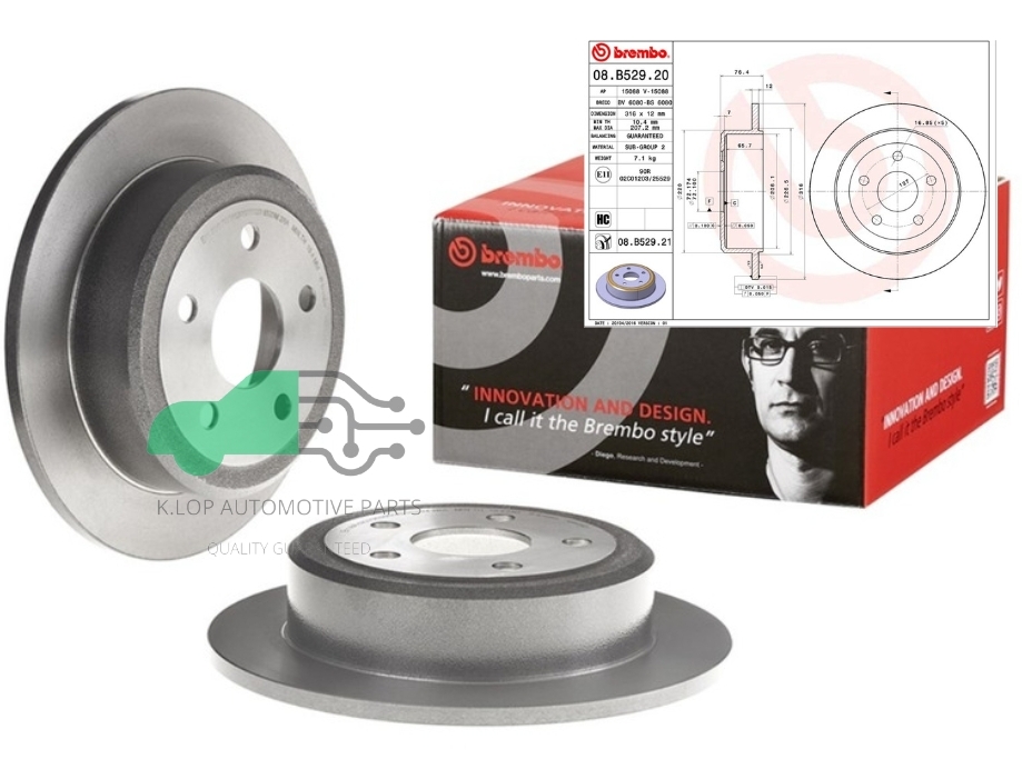 08 B529 21 จานเบรคหลัง (ยี่ห้อ BREMBO) รุ่น UV JEEP Wrangler JK 2011-
