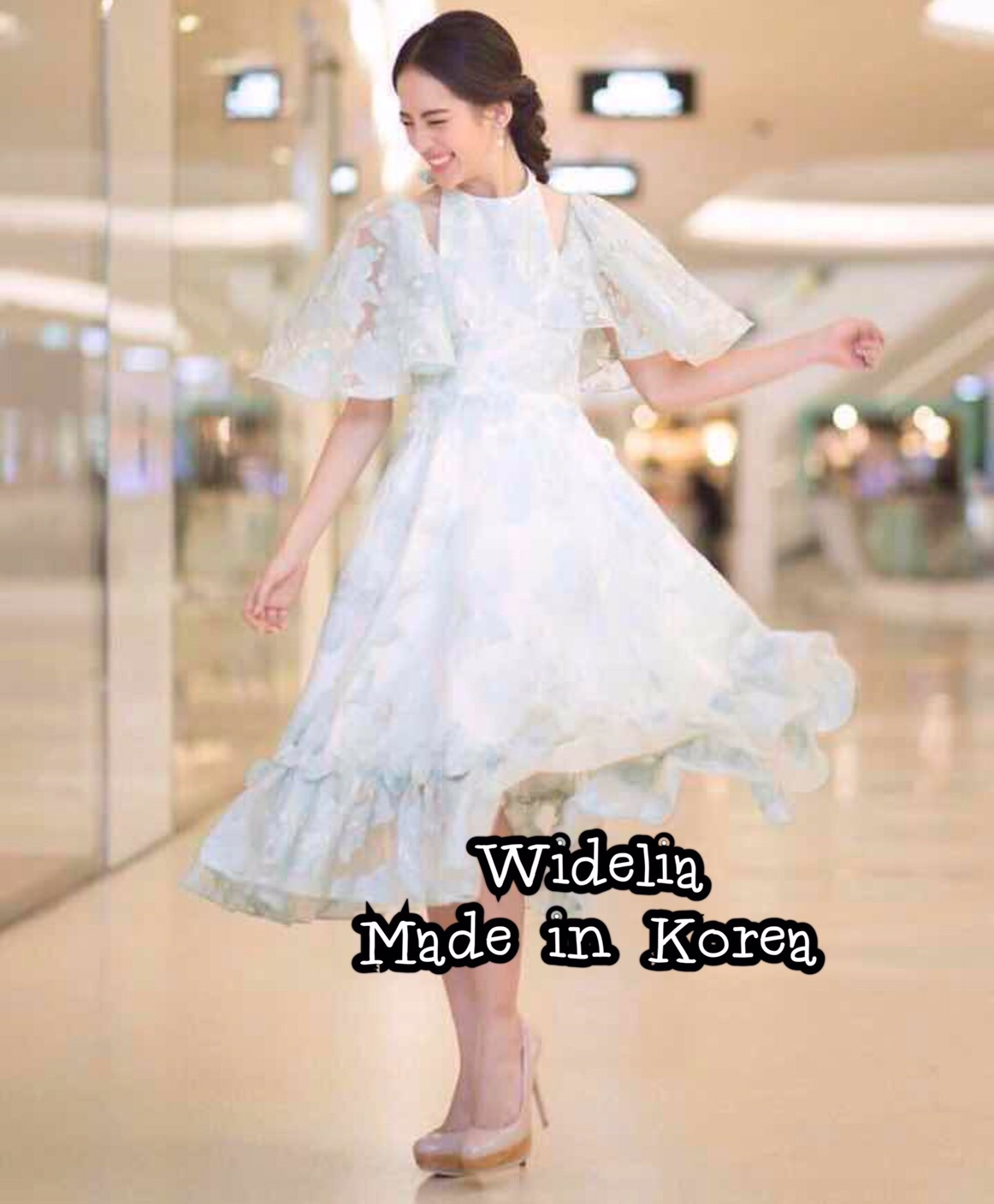 *พร้อมส่ง*Tohns Dress แขนระบาย กระโปรงทรงพองสวยน่ารัก
