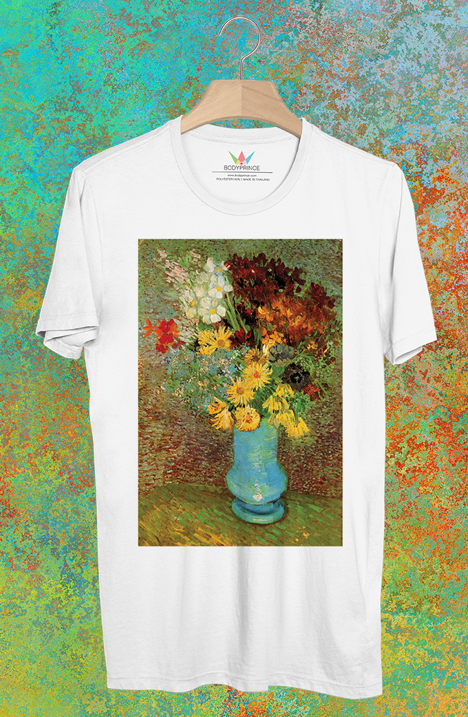 BP705 เสื้อยืด Vase with Daisies and Anemones
