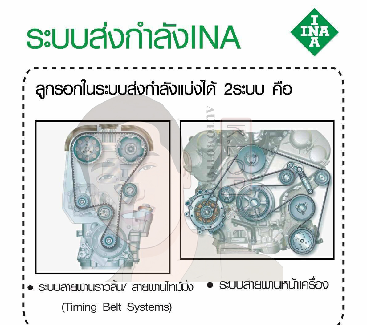 อะไหล่จัดชุด-ระบบลูกรอกสายพานหน้าเครื่อง/ราวลิ้น(ไทม์มิ่ง)(INA) MINI R56 JCW GP (เครื่องยนต์ N18B16) ปี2012-2013