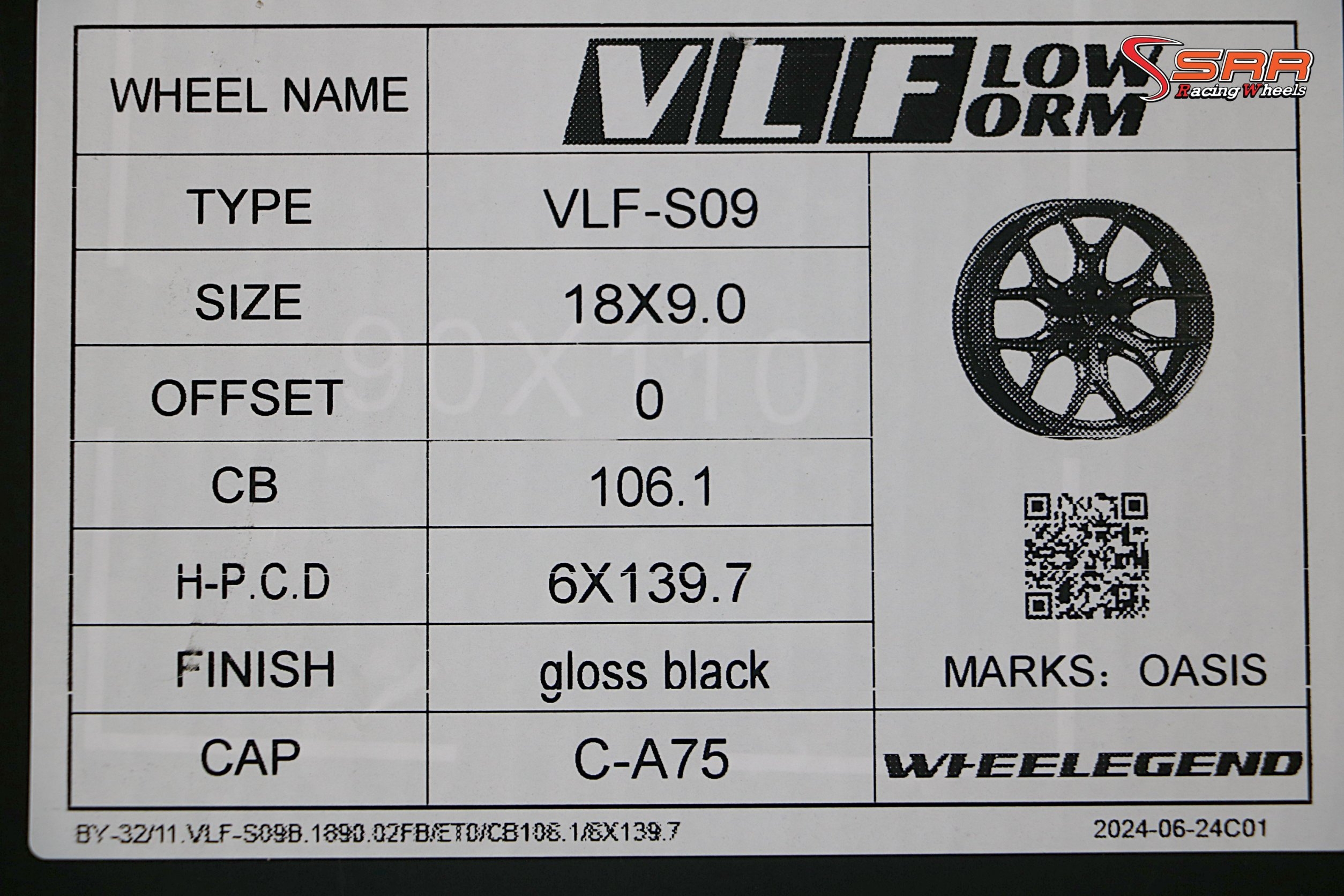 OASIS VLF-S09 ล้อเบา ขอบ18 6x139.7 ET0 Gloss Black