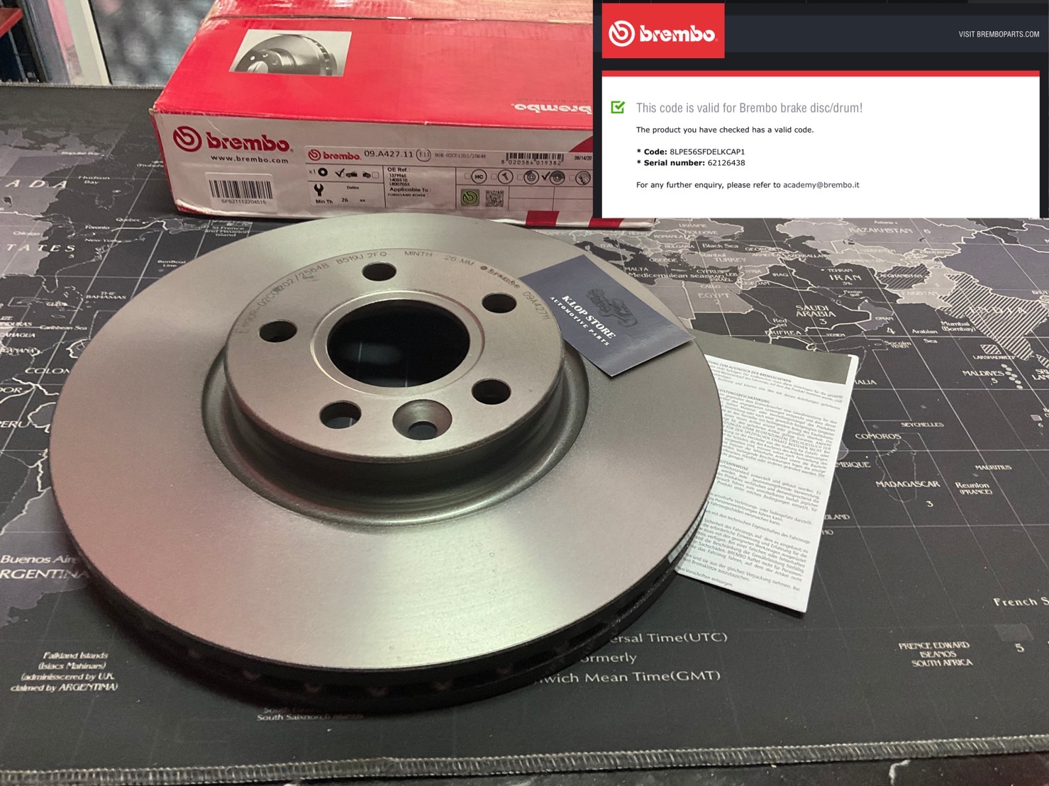 09 A427 11 จานเบรค ล้อ F (ยี่ห้อ BREMBO) รุ่น Std LAND ROVER Evoque ปี2011, Freelander II 2.2 ปี2007 ปี2011->