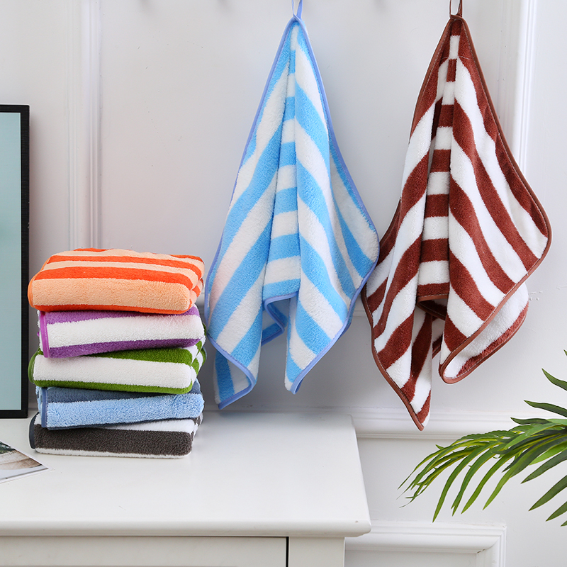 ผ้าเช็ดผมขนเป็ดลายริ้ว รุ่นพิเศษหนานุ่ม (1โหล)