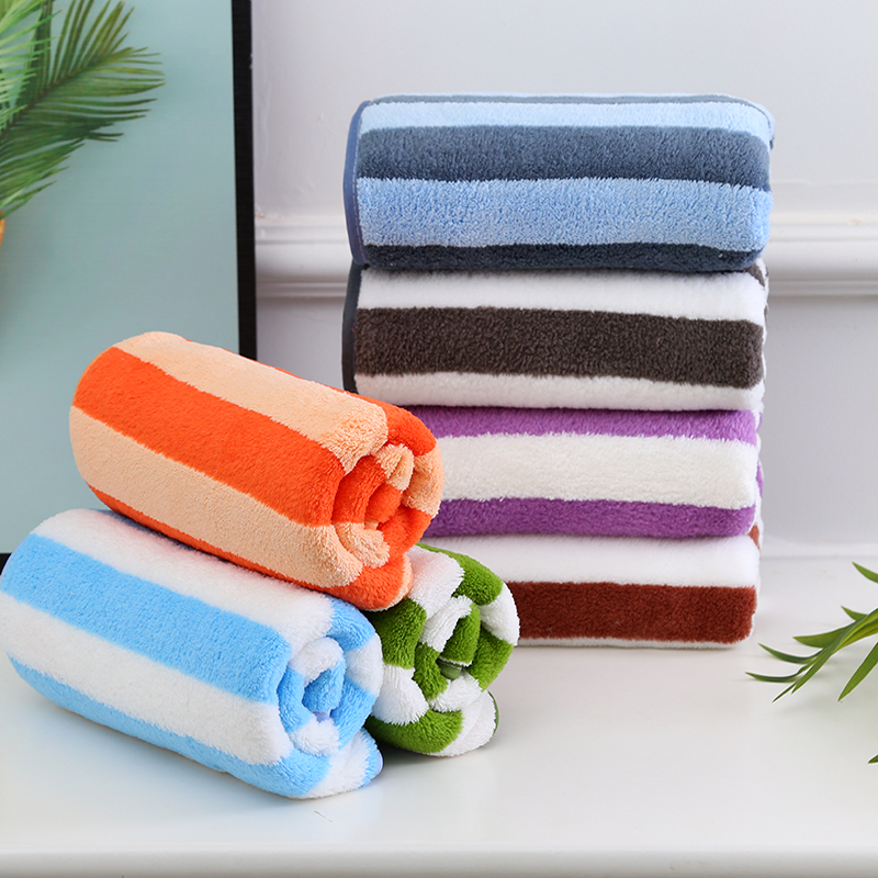 ผ้าเช็ดผมขนเป็ดลายริ้ว รุ่นพิเศษหนานุ่ม (1โหล)