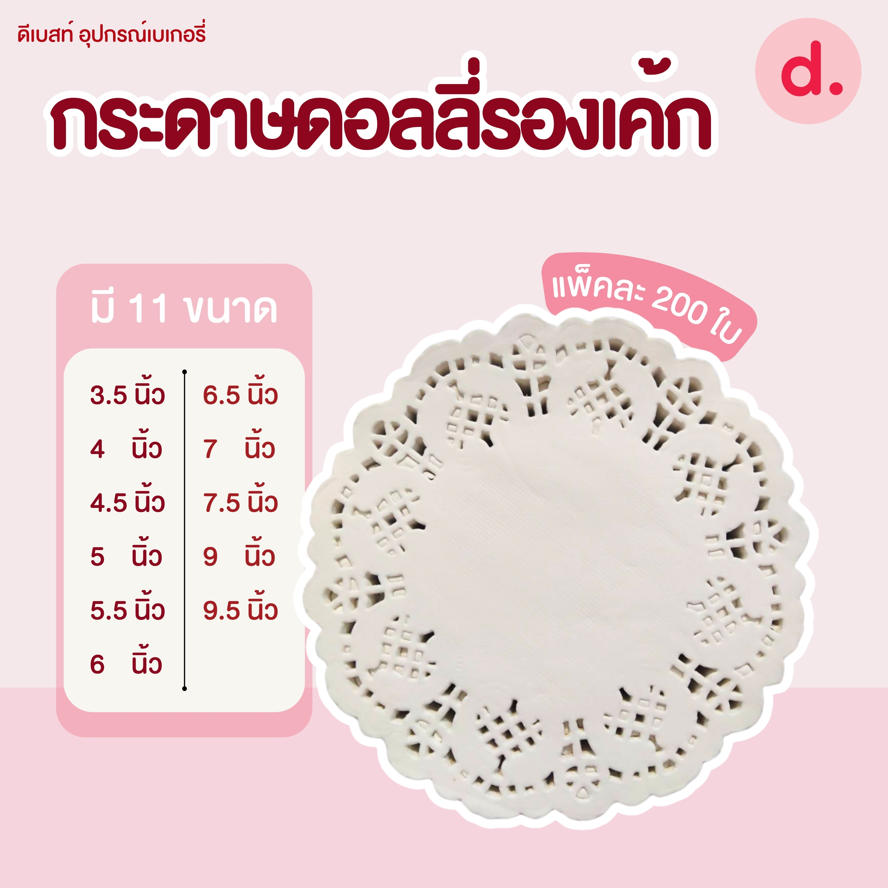 ChoCo Life กระดาษรองเค้ก กระดาษดอลลี่ (200ใบ/แพ็ค)