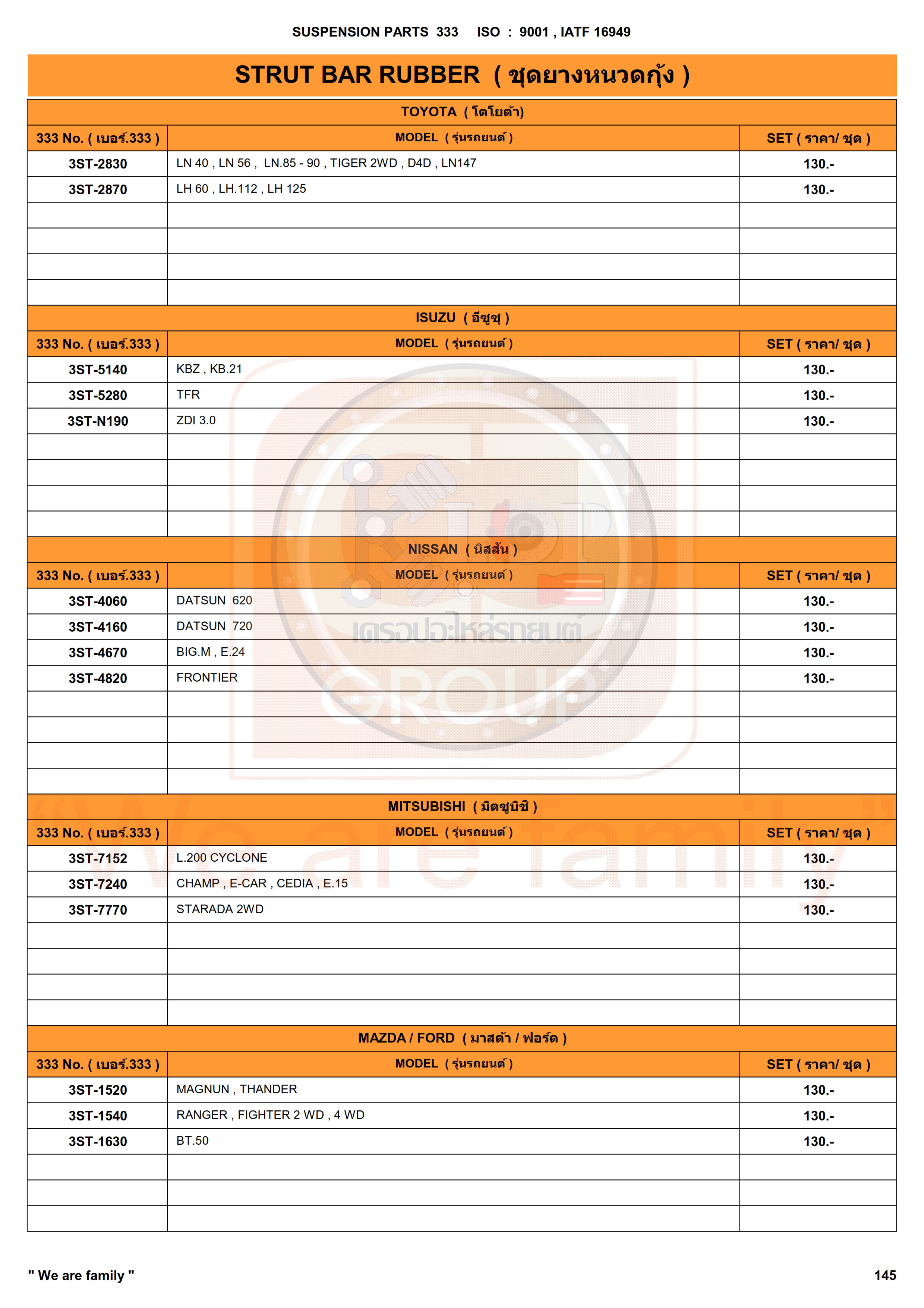 รายการ-ชุดยางหนวดกุ้ง STRUT BAR RUBBER (333&CJ)