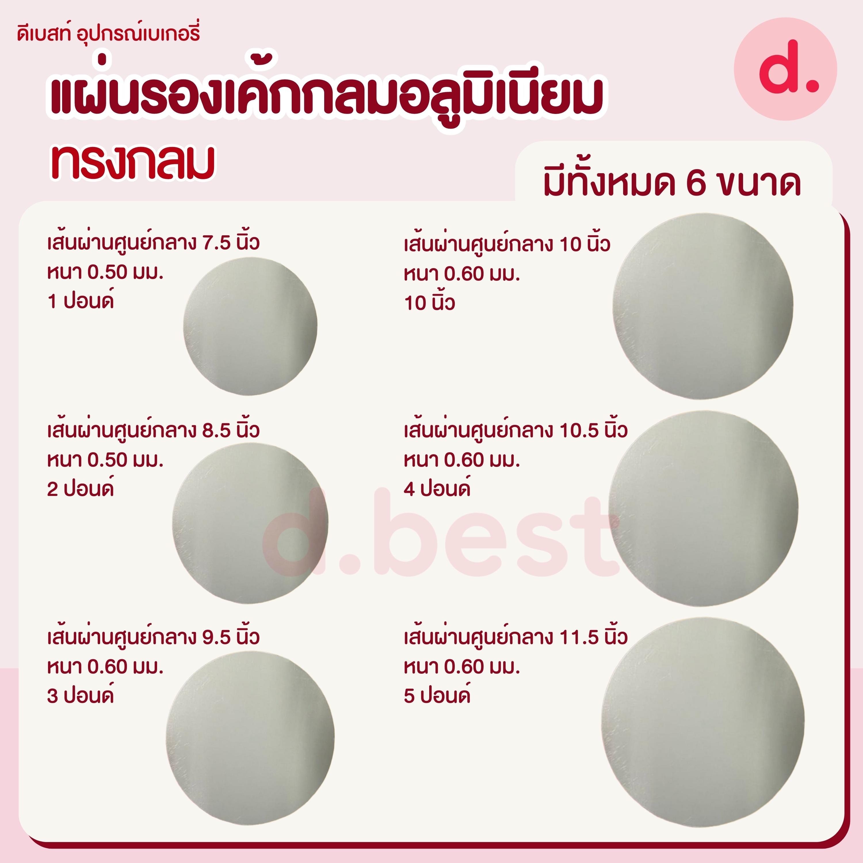 แผ่นรองเค้กกลมอลูมิเนียม ทรงกลม