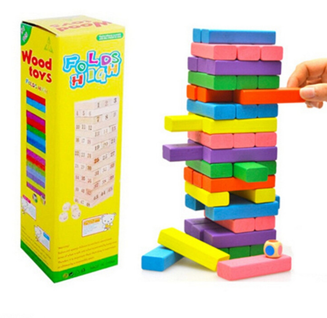 เกมบล็อกไม้ / ตึกถล่ม พร้อมลูกเต๋า 48 ชิ้น