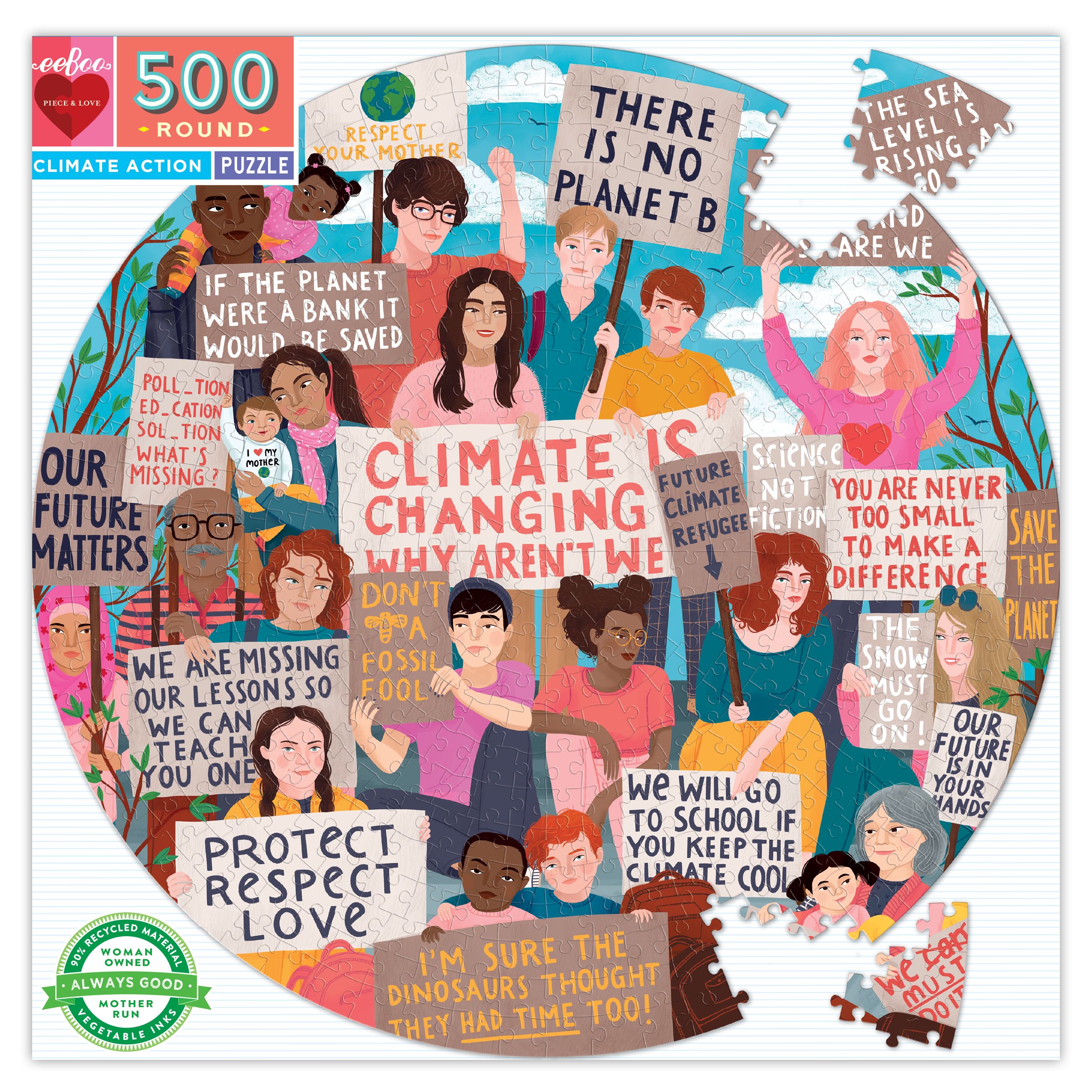 eeBoo - Climate Action by Petra Braun (Round Puzzle) 500 pcs.