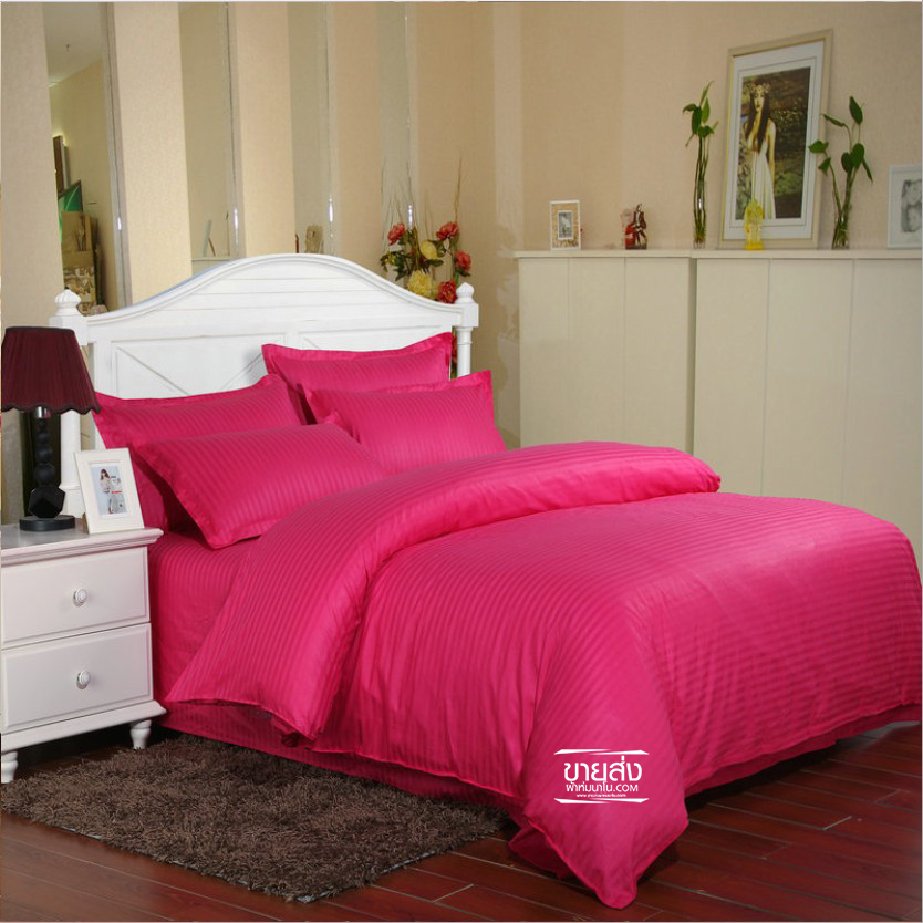 ชุดผ้าปูที่นอนลายริ้วโรงแรม 6 ฟุต (10ชุดคละสี)