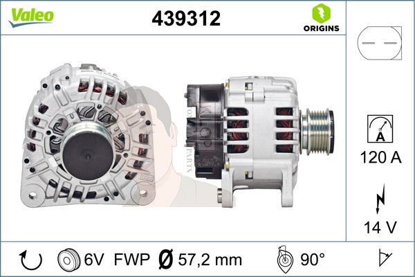 439312 ไดชาร์จ Valeo รุ่น AUDI A4 B5/ A6 C5, Seat Alhambra
