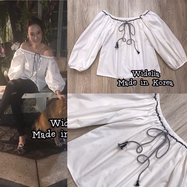 *พร้อมส่ง*Korea Style Top : เสื้อปาดไหล่ แต่งเชือกสุดน่ารัก