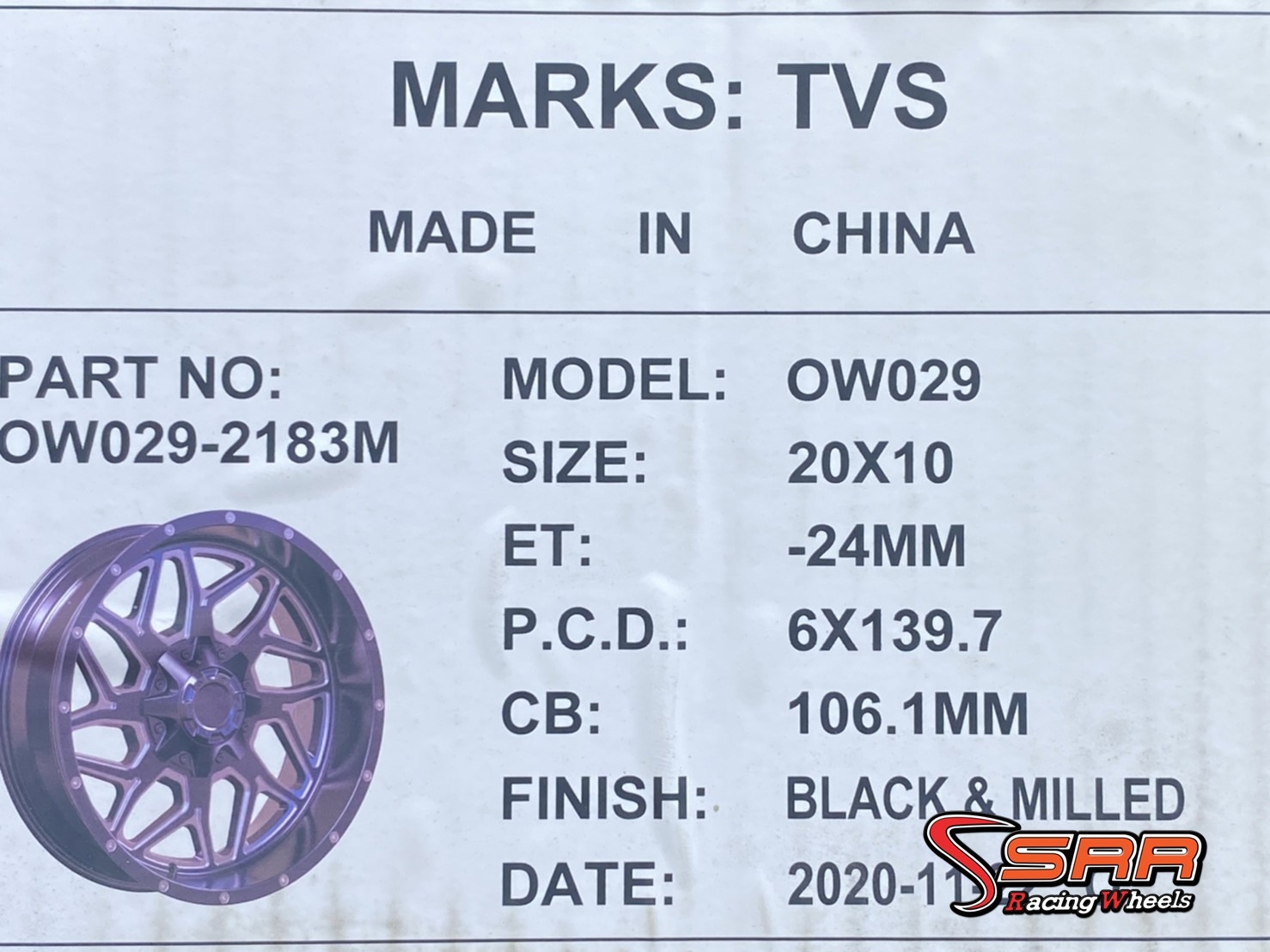 OASIS OW029 20x10 6H139.7 ET-24 BLACK & MILLED