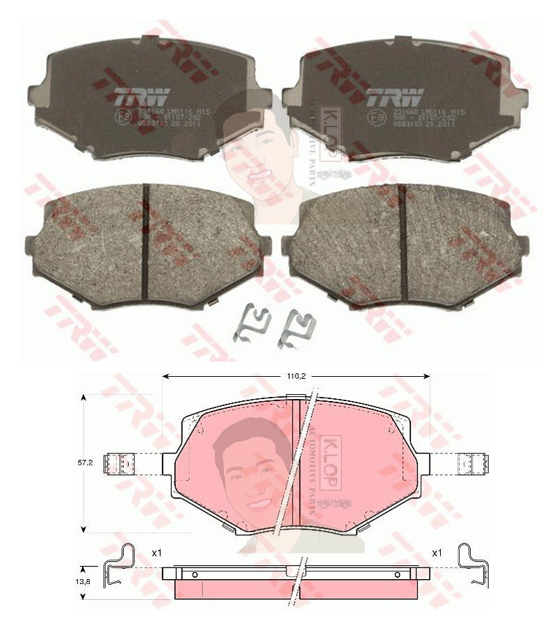 GDB3103 ผ้าเบรค-หน้า(TRW) (เนื้อผ้า COTEC) MAZDA MX 5 '00-'05