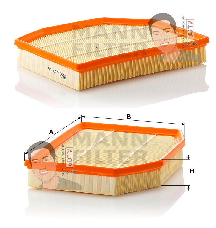 C29132 ไส้กรองอากาศ(BMW) X3-E83 '03-10', Z4 E85 '02-08' เครื่องยนต์ N52,N46 (MANN-FILTER***งานพรีเมี่ยมแท้นำเข้ายุโรป) Dimensions(mm.) A=285 B=227 H=47