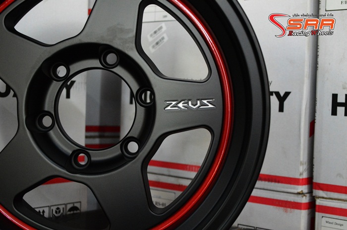 ZEUS-13 ขอบ16X8.5 นิ้ว สีดำตัดขอบแดง