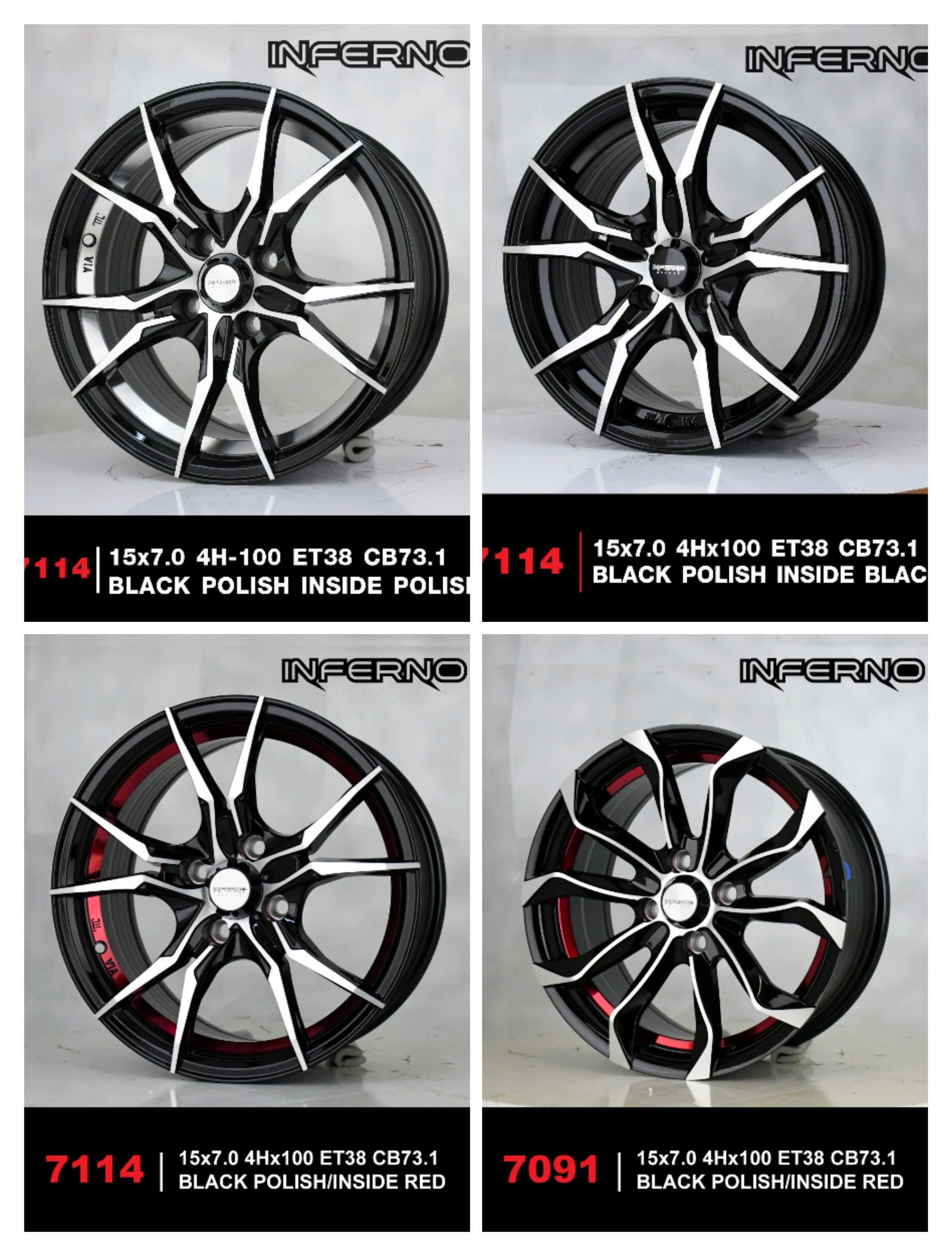 ล้อแม็ก INFERNO ขอบ15 4x100 สำหรับรถเก๋งเล็ก ราคาพิเศษ