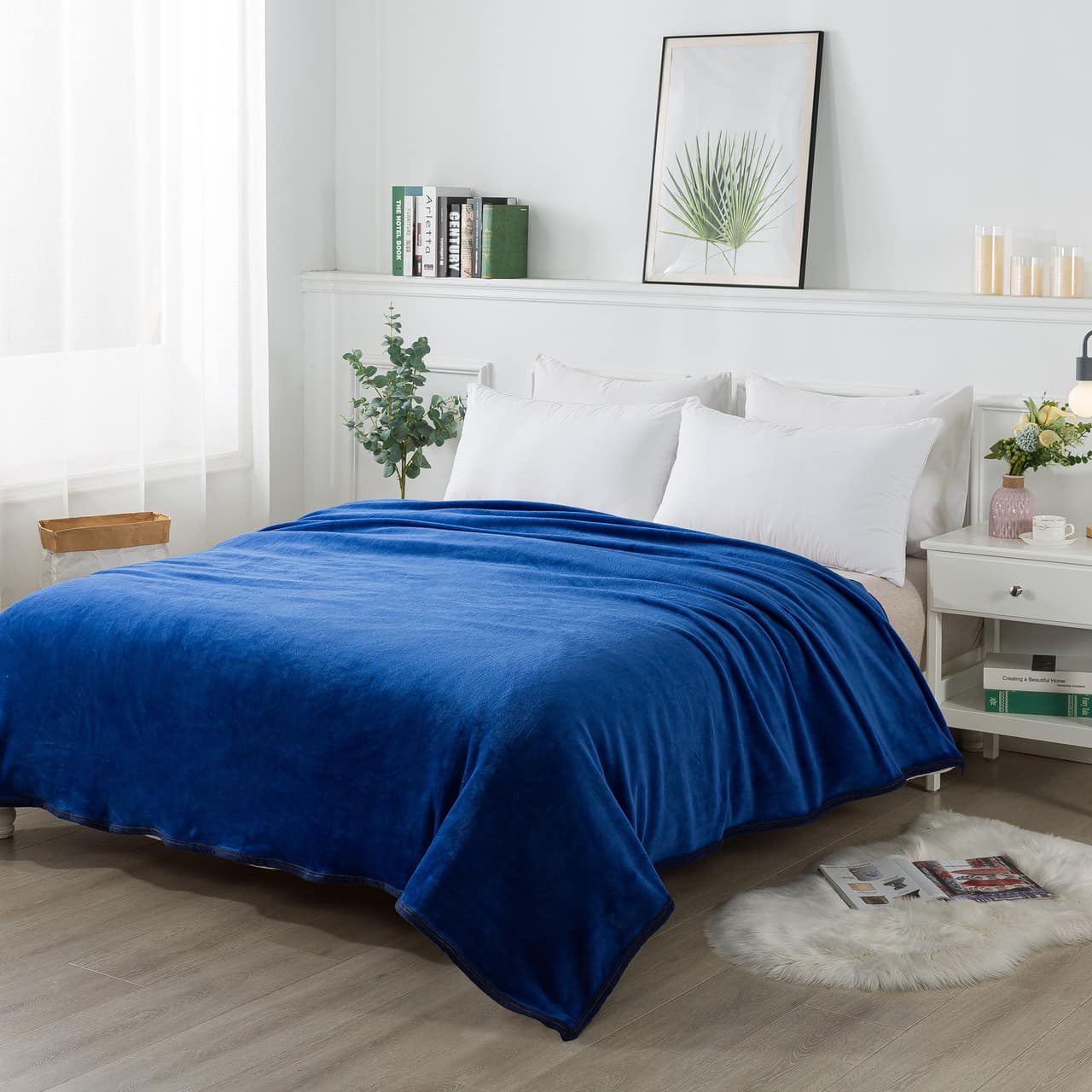 ผ้าห่มนาโน 6 ฟุตแบบหนาสีพื้นกุ๊นขอบอย่างดี (12 ผืน)