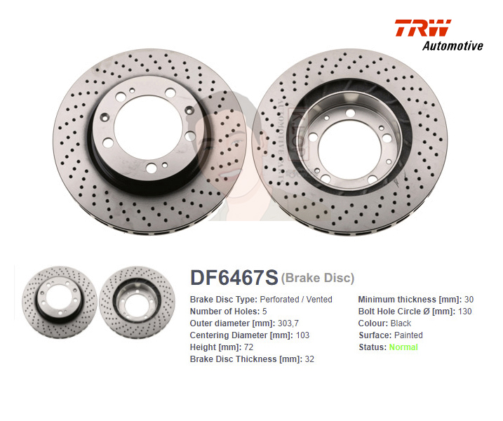 DF6467S จานเบรค-ดรัมเบรค(TRW) PORSCHE Porsche 911 / CARRERA ปี1994 FR