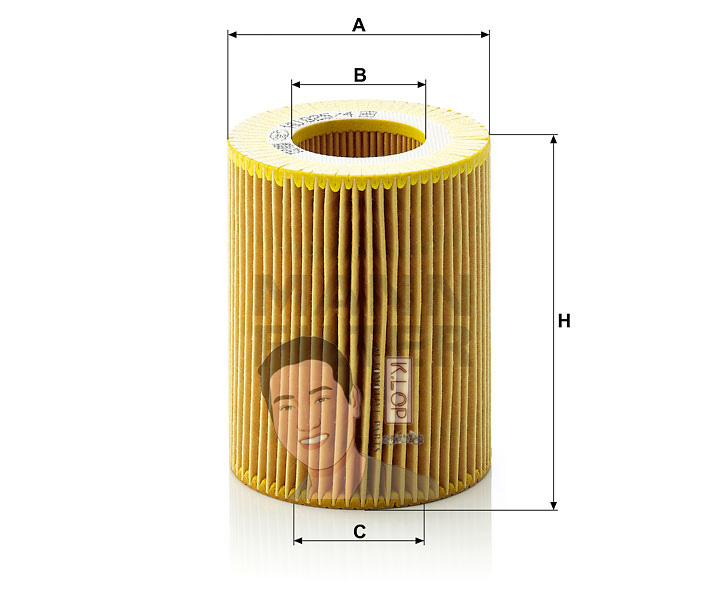 HU925/4X ไส้กรองเครื่อง(BMW) E36/39/46,323I,328I เครื่องยนต์ M52,M54 (MANN-FILTER***งานพรีเมี่ยมแท้นำเข้ายุโรป) Dimensions(mm.) A=83 B=42 C=42 H=104