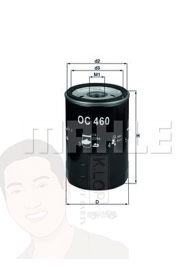 OC 460 กรองน้ำมันเครื่อง Transporter T3, X-Type, S-Type ยี่ห้อ MAHLE
