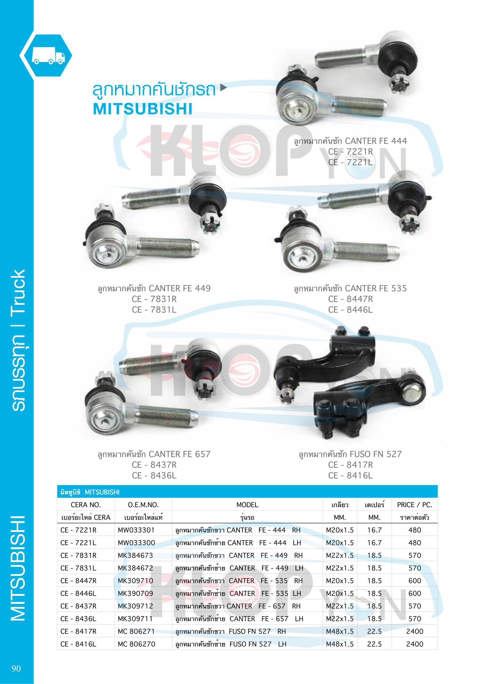 ตาราง-ชุด-ลูกหมากรถยนต์ CERA (รถบรรทุก Truck) Mitsubishi-ทุกรุ่น
