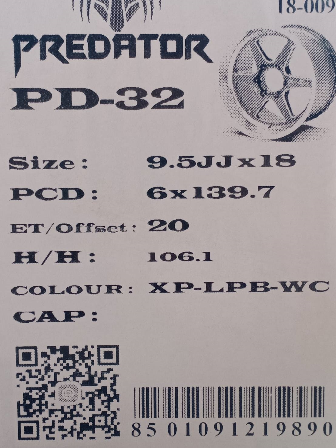PREDATOR PD-32 ขอบ18 6x139.7 ล้อแม็กซ์สำหรับใส่รถกระบะและSUV