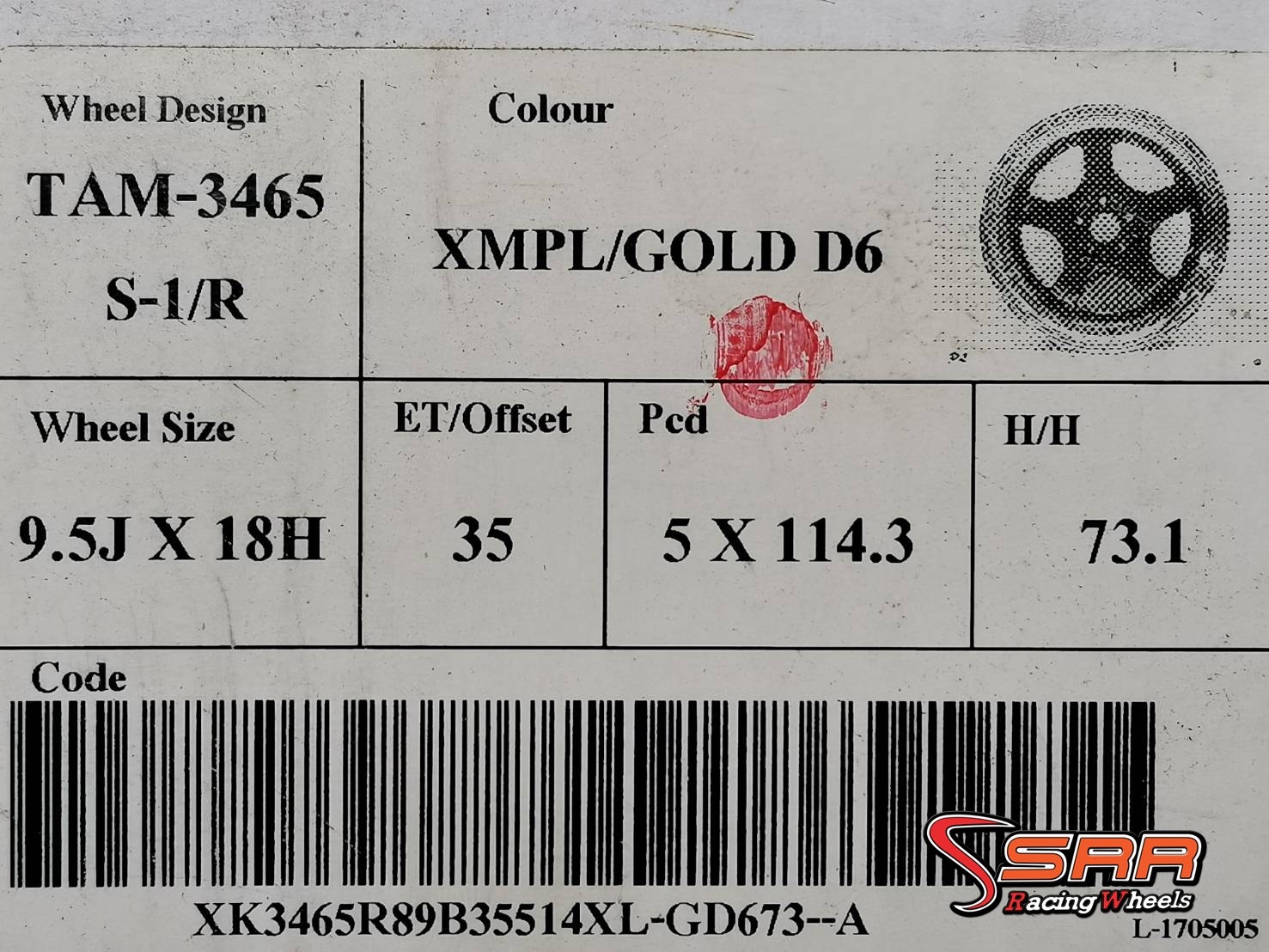 S1R TAM-3465 ขอบ18 5H114.3 ET35 XMPL/GOLD D6 ชุดละ 14,000฿