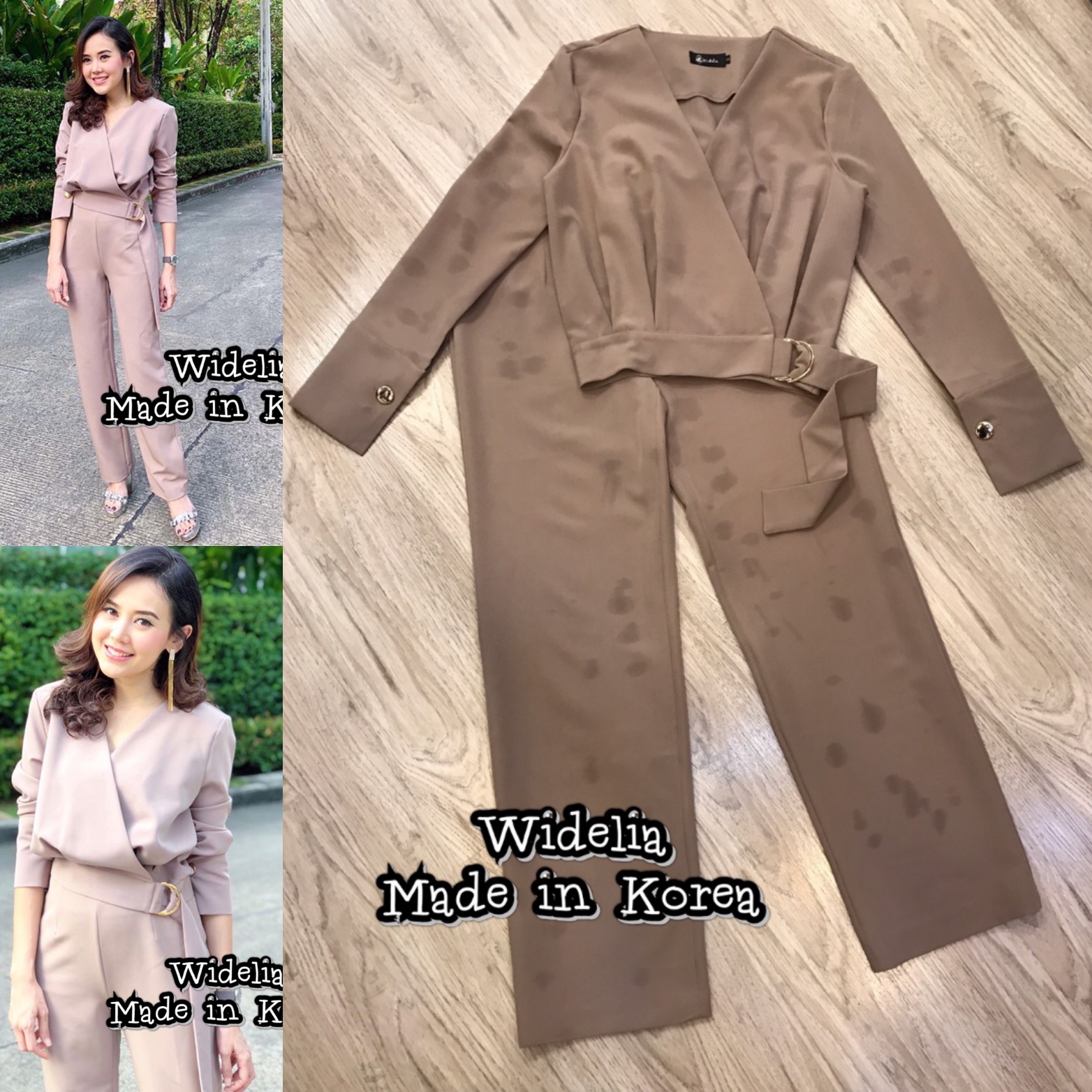 *พร้อมส่ง*Style Korea Set :: เสื้อยืดแขนยาวตัวสวย ช่วงตัวตีเกล็ด ทรงป้ายไขว้ มาพร้อมกางเกงทรงชิคสีคลู