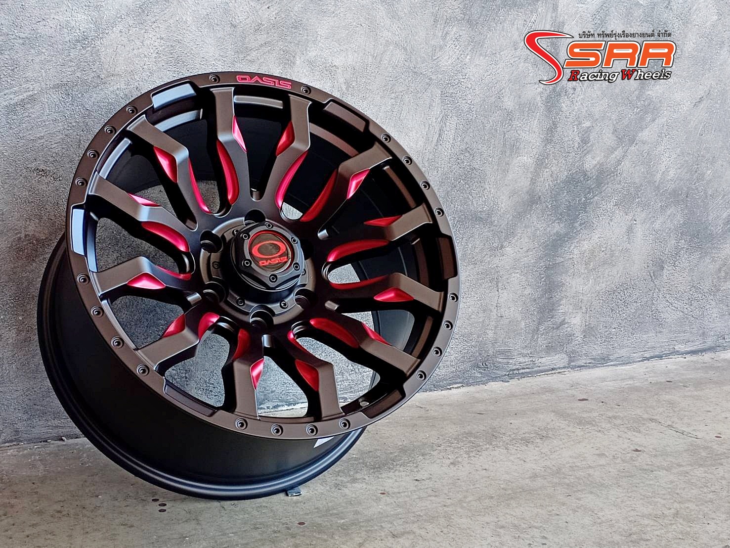 MARVEL-26 OASIS ขอบ18 6x139.7 ET+12 MATTE BLACK+RED MILLING SPOKES