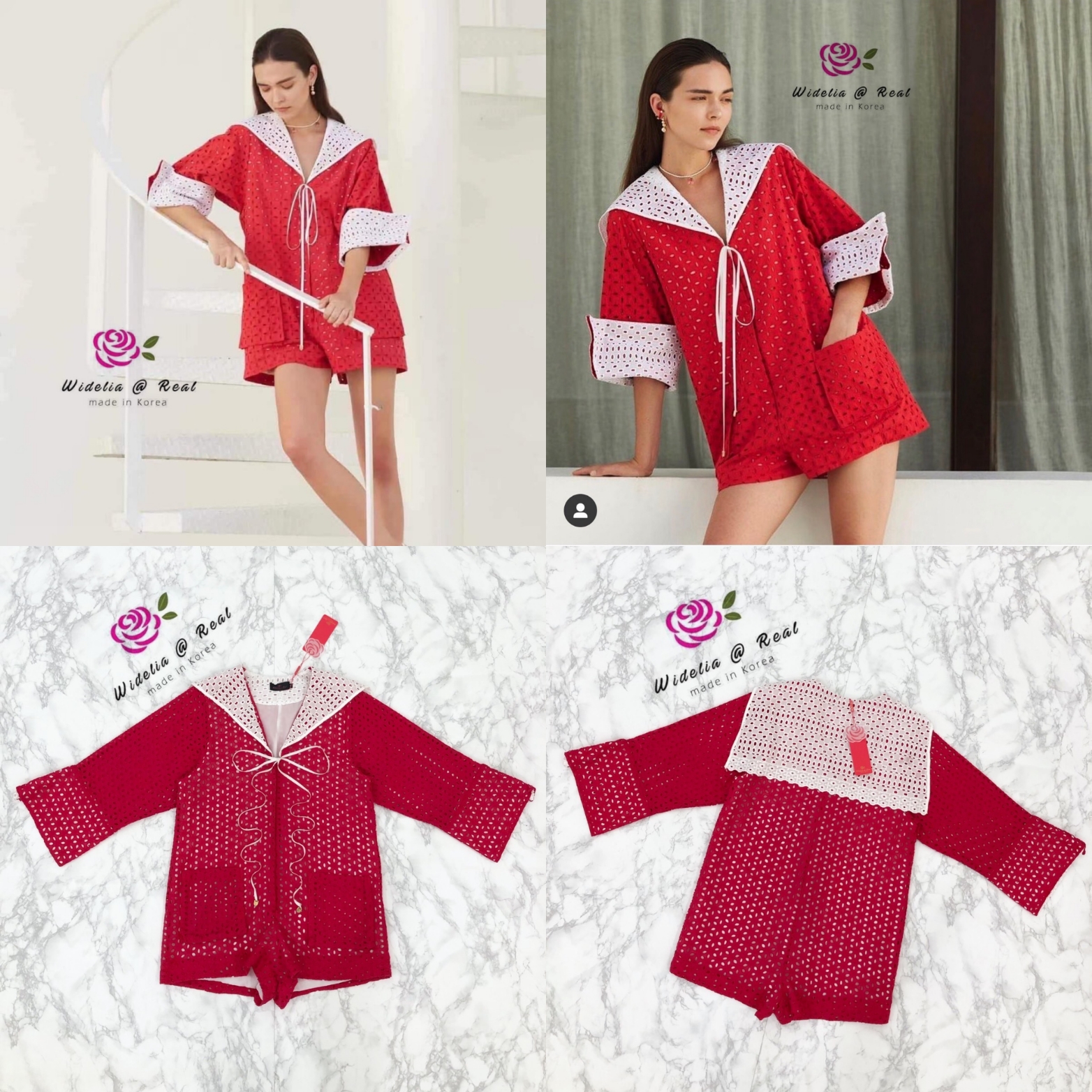 Janesuda Jumsuit จั้มสูทขาสั้นสุดน่ารัก (สีแดง)