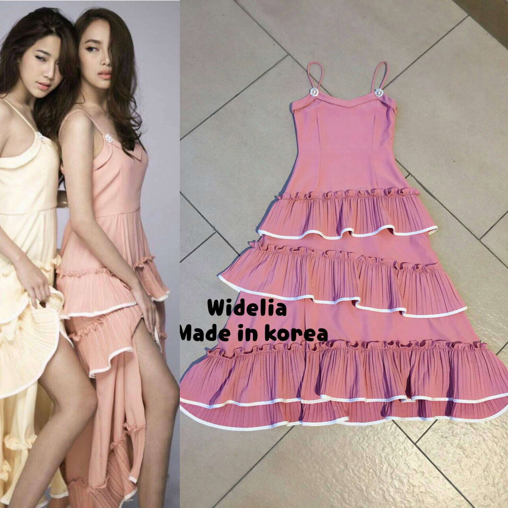 *พร้อมส่ง*PBM dress Maxi dress สายเดี่ยวตัวยาวช่วงอกเป็นคอวีพับทบผ้าเป็นขอบ